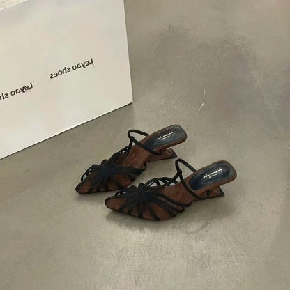 Fashion T-shaped Strap Women's Sandals Designer Baotou High Heels Women's Shoes Luxury Anti Slip Women's Slippers Women's Shoes