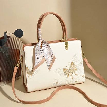 Genuine Brand  Women Bags Luxury  PU Leather  Embroidery Shoulder Bags Crossbody Messenger Bags for Women Casual Tote Sac A Main