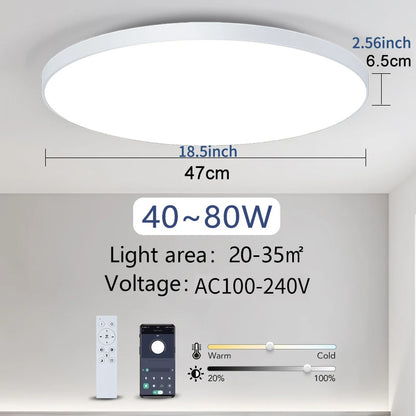 MARPOU Smart Ceiling Lamp LED Lamp for Bedroom Large Ceiling Lamps LED Lights with Remote Control Dimmable LED Lights for Room