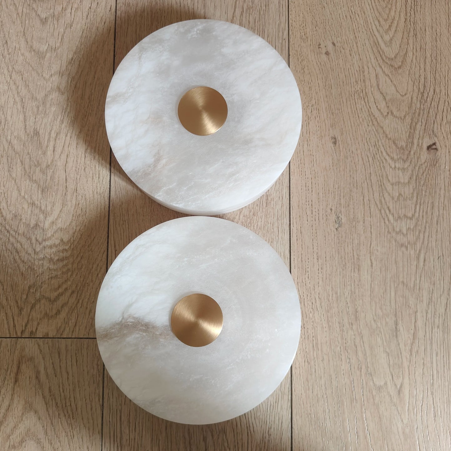 Simple LED round Natural Marble alabaster Ceiling Lamp Living Room Bedroom Corridor Circular Ultra-thin All-copper Wall Lamp