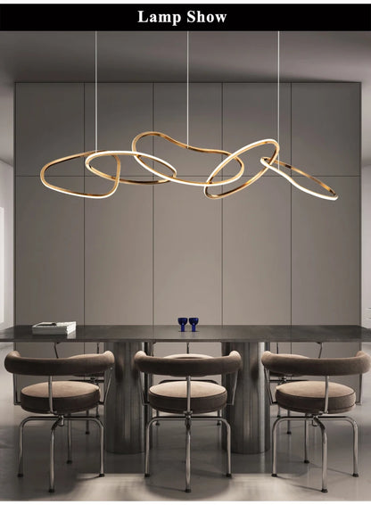 Modern Rose Gold LED Chandeliers Ligthing Nordic Lustre Home Decor Circle Rings Chandelier Hanging Pendant Lights Fixtures