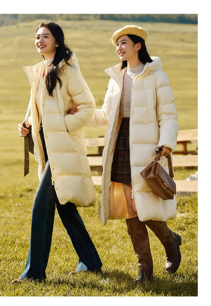 Semir Down Jacket Women Long Length Waterproof Coat 2026 Fashion Winter New Loose Hooded Coat Simple Down Jacket Woman