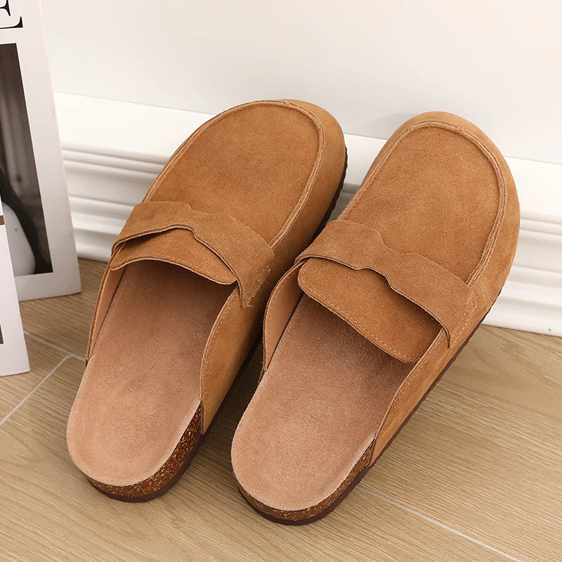 Smile PoP Cork Suede Clogs Slippers For Women Men Clogs Shoes Classic Cork Antislip Outdoor Slippers With Arch Support Mules