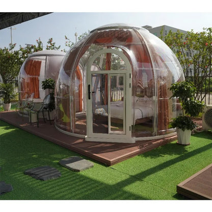 6-8 Person Inflatable Geodesic Bubble Dome Tent, Portable Foldable Igloo House for Outdoor Glamping Resort Party and Event Use