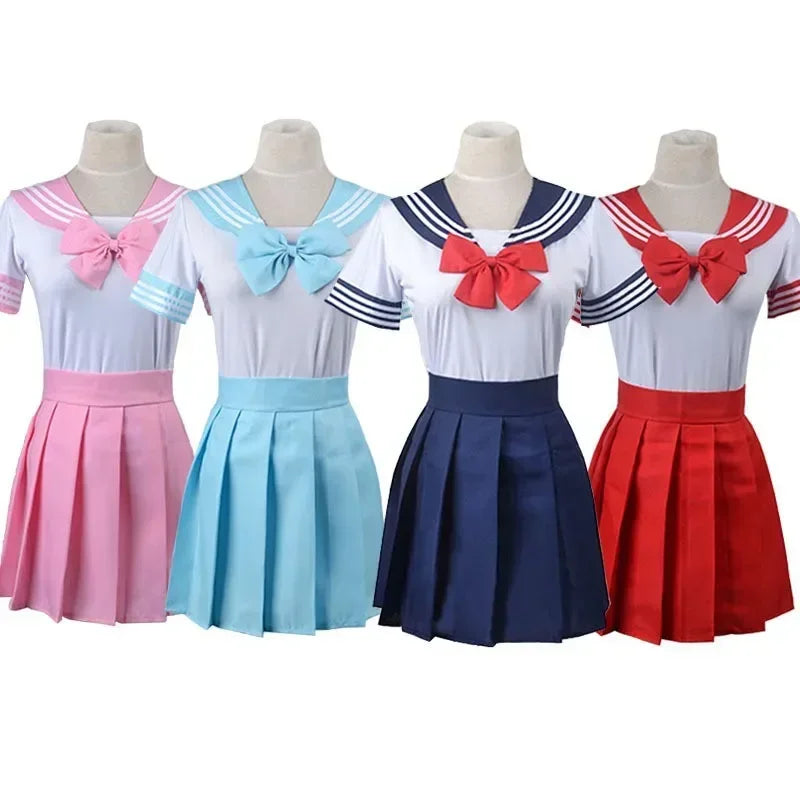 Costume de Cosplay de marin Anime Tsukino pour femmes, robe JK rose bleu Usag rouge  halloween  uniforme  japonais pour filles