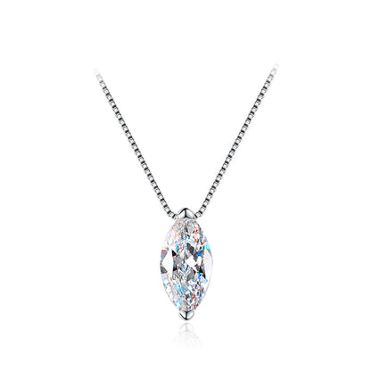 Tezzc 1ct Moissanite Necklaces for Women Marquise Shape Pendant s925 Silver with Gold Plated Party Necklace Chain Jewelry