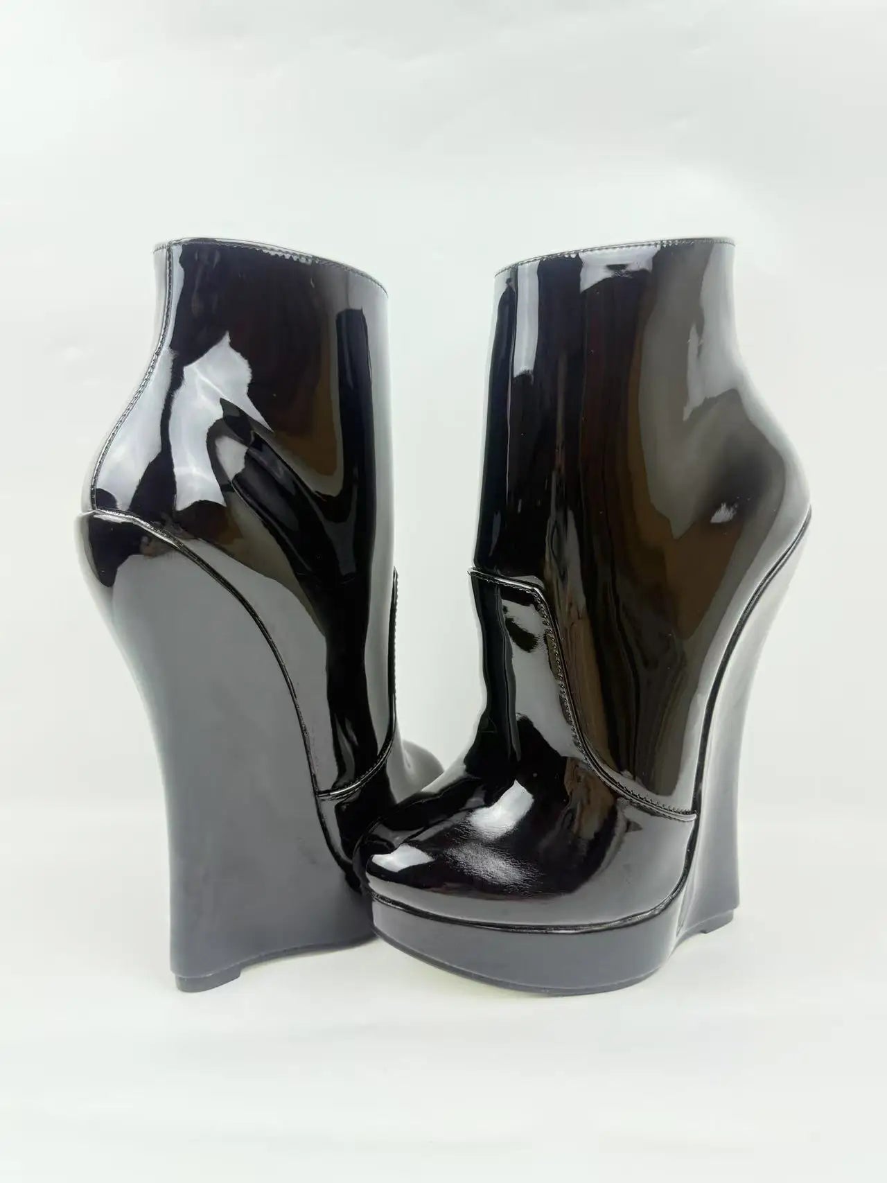 18CM Ultra High Heel Wedges Ballet Boots Pointed Toe Sexy Ankle Women Boots Plus Size 36-46 Black Size Zip Unisex Cosplay Shoes