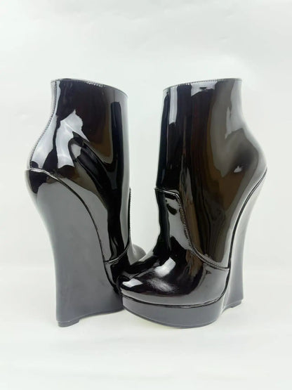 18CM Ultra High Heel Wedges Ballet Boots Pointed Toe Sexy Ankle Women Boots Plus Size 36-46 Black Size Zip Unisex Cosplay Shoes