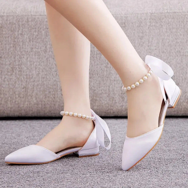 Summer New Women Shoes Fashion Pointed Tip Flat Sandals for Woman Elegant Dress Wedding Shoe Luxury Designer Shoes Zapatos Mujer