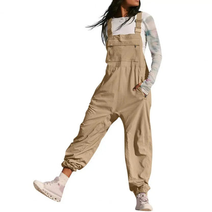 Women Jumpsuit Loose Style Overalls Boho Solid Color Square Collar Playsuits Sleeveless Rompers Summer Casual Clothes