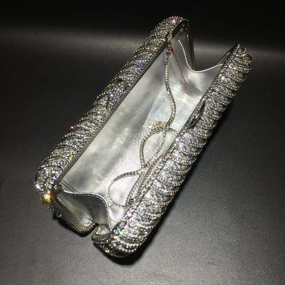 Luxury luxury crystal clutch bag elegant S-shaped striped wallet bridal wedding party ladies evening bag