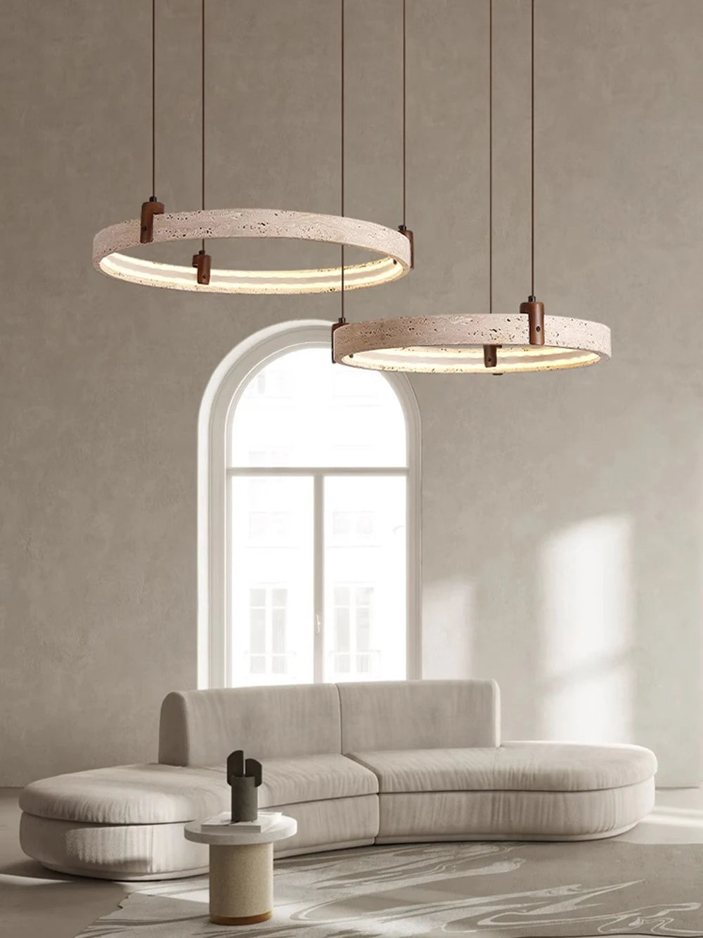 Artistic High-End Natural White Stone Dimming Function Wood Decoration Dining Room Living Room Exhibition Hall LED Modern