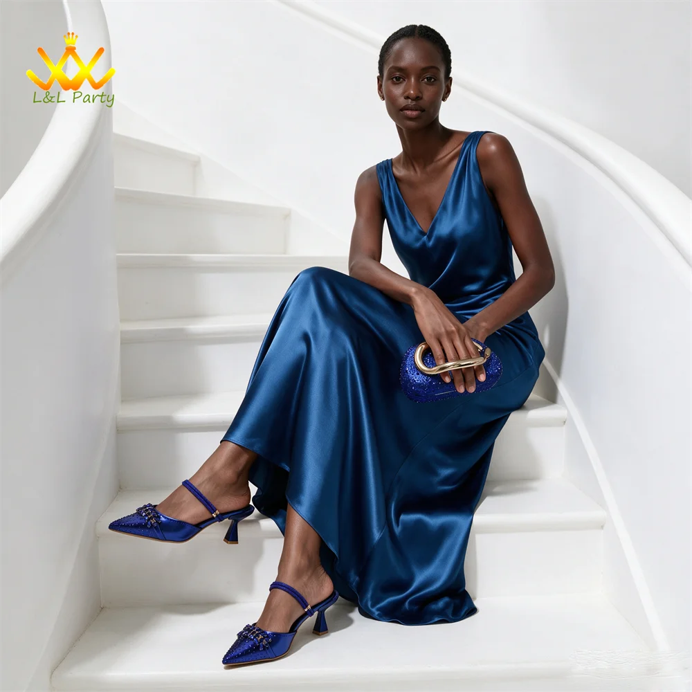 2026 Autumn New Arrivals Royal Blue Color Shoes and Bag  Set Special Design Fashion for Wedding Party