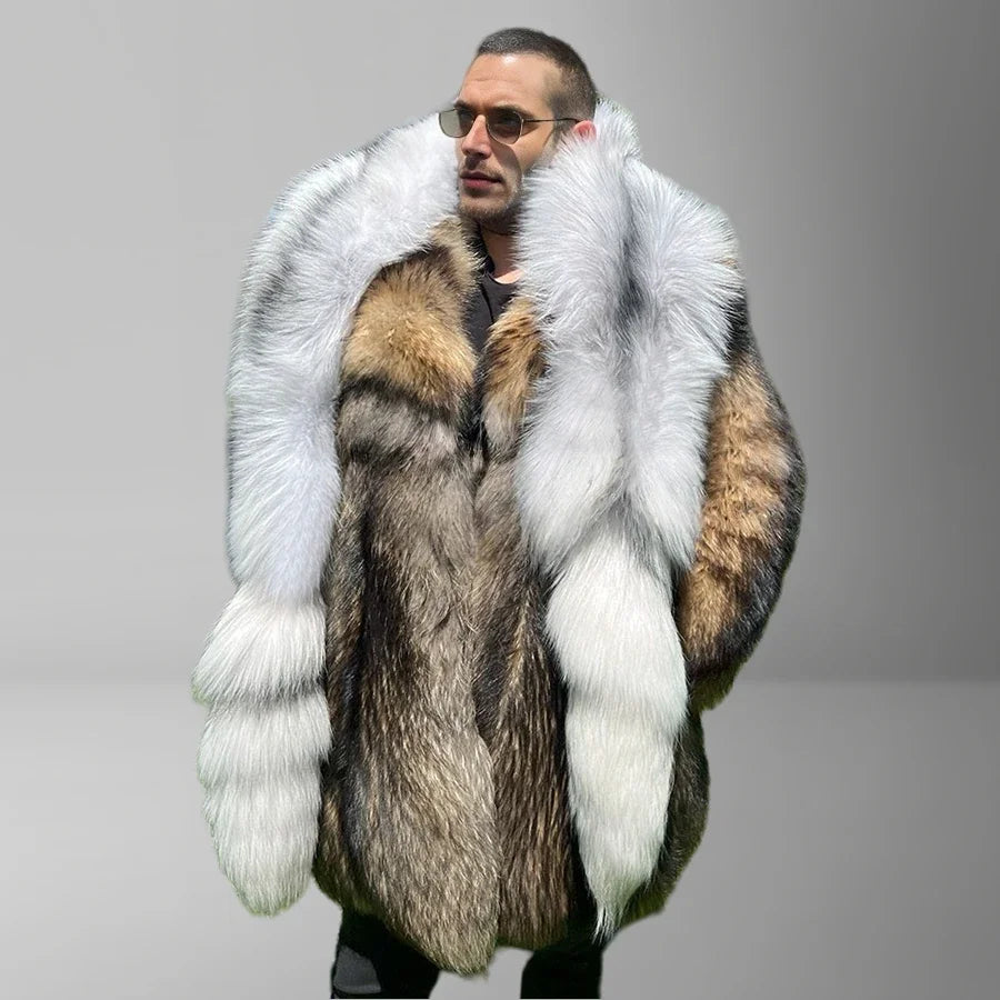 Winter Genuine Fox Fur Shawl With Tail Fur Shawl For Men Long Natural Cross Fox Fur Scarf High Quality Real Fur Scarf
