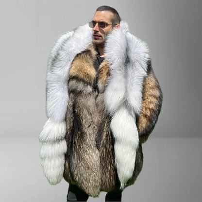 Winter Genuine Fox Fur Shawl With Tail Fur Shawl For Men Long Natural Cross Fox Fur Scarf High Quality Real Fur Scarf
