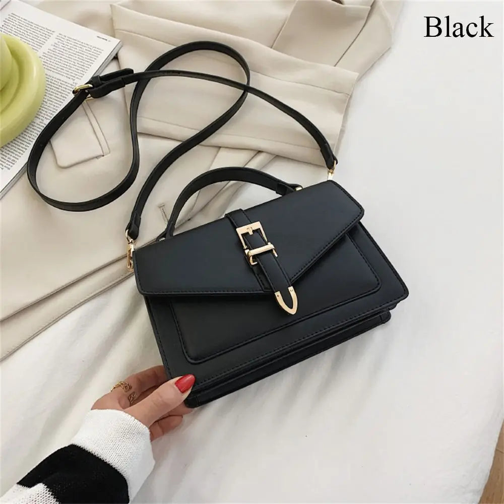 Women PU Leather Messenger Shoulder Bag Ladies Solid Color Simple Crossbody Bag Fashion Handbag Leisure Portable Sling Bag