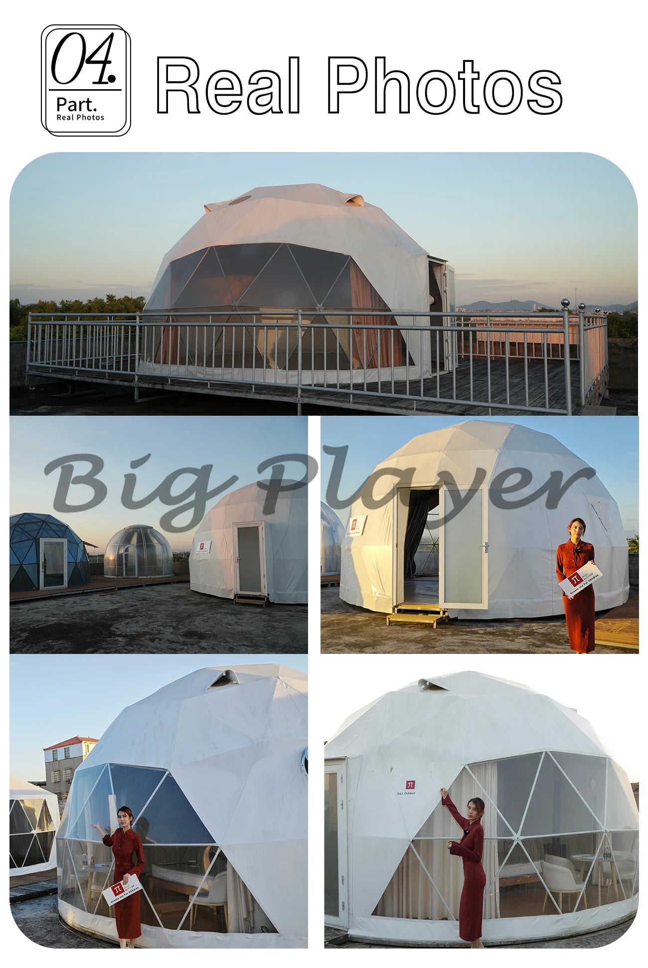 4 Season Glamping Dome Tent, Luxury PVC Canvas Living Dome, Factory Direct Cheap Price for Hotel & Leisure Use