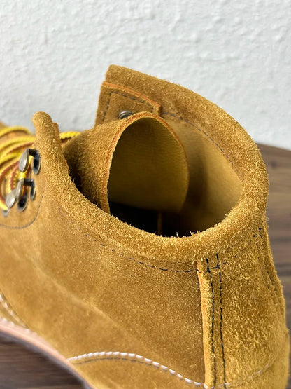 Mens Lace Up High Top Real Cow Suede Leather Work Shoes High Quality Ankle Boots Motorcycle Riding Safety Shoes Vintage Boots 45