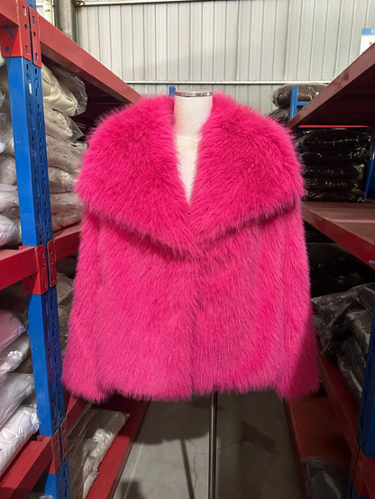 Women's Winter Fur Coat Mink Fur Large Lapel Fluffy Short Top in Large Size for Warmth And Style
