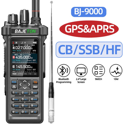 BAJETON BJ-9000 Walkie Talkie CB/SSB/RX/HF Receiver with GPS APRS 10W Bluetooth Phone Programming Same RT-950 PRO RT -950 Radio