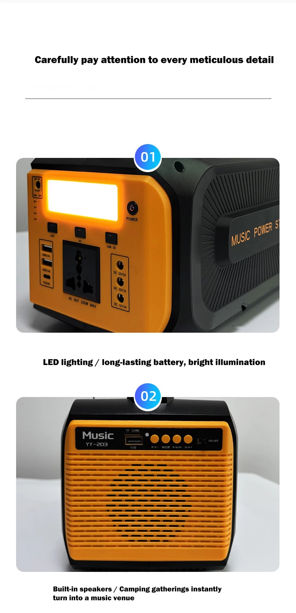 Gaiaray 100W Portable Power Station LiFePO4 Charge Station 76.8Wh Solar Generator With Bluetooth Speaker FM for Camping Travel