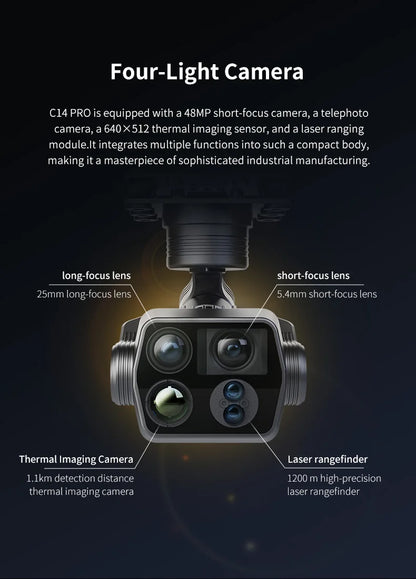 Skydroid C14Pro Four-Light Pod, Three-Axis Stabilization, AI Tracking, Power Inspection and Security Drone Gimbal Camera