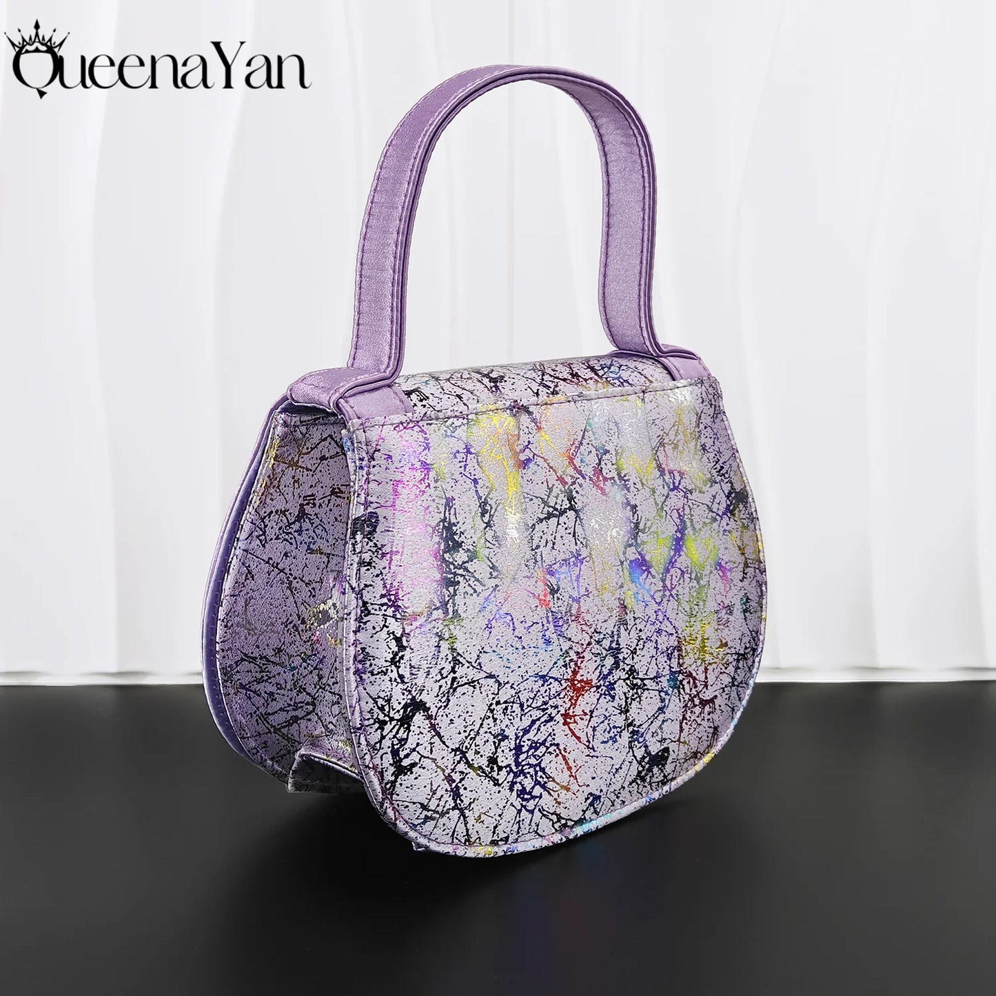 New Arrval Print and Colorful Rhinestone Design Lilac Color Party Wedding Shoes and Essential for Banquets, Exquisite HandBag