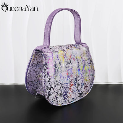 New Arrval Print and Colorful Rhinestone Design Lilac Color Party Wedding Shoes and Essential for Banquets, Exquisite HandBag