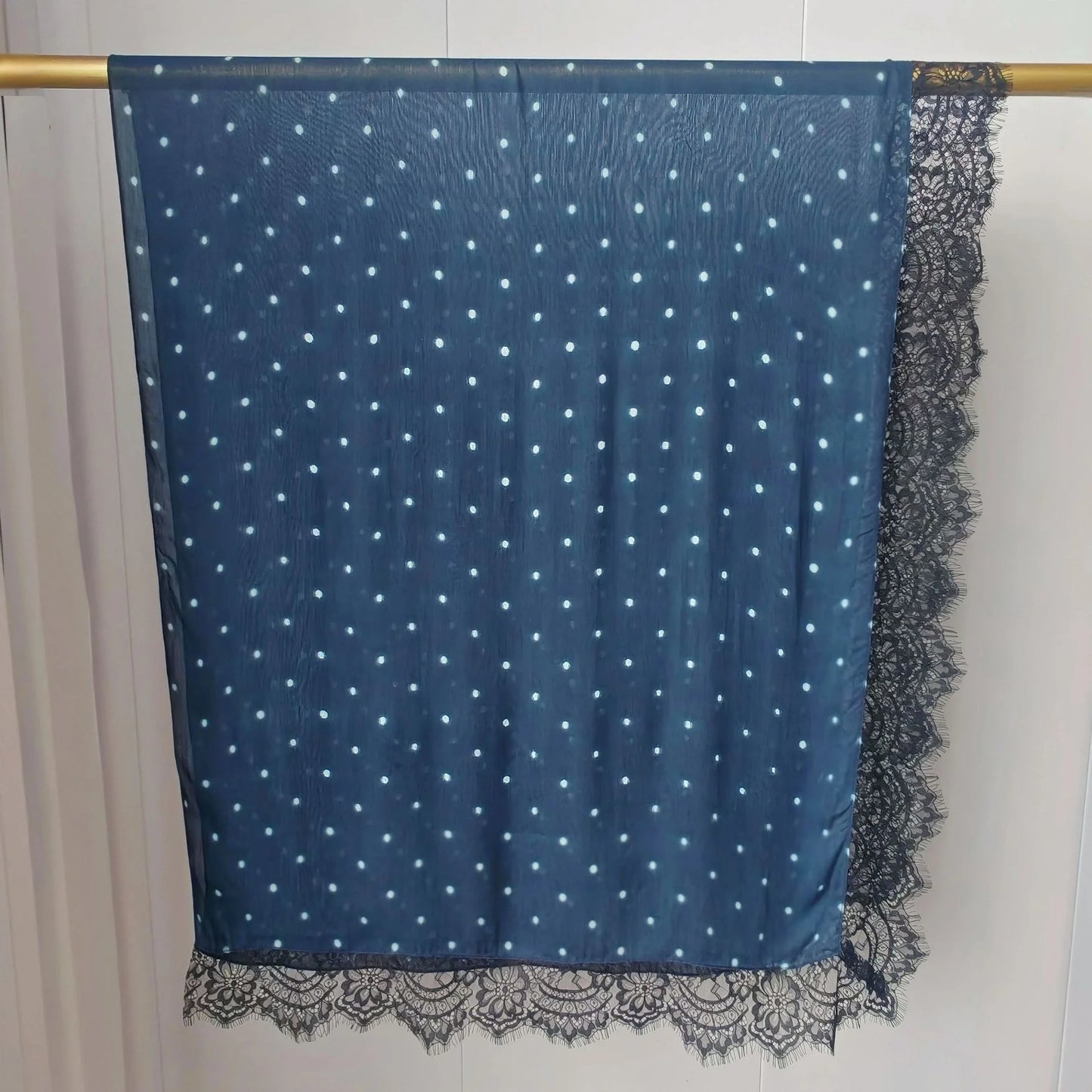 New Lace Modal Hijab Double Sided Polka Dot Print Hijabs for Women Muslim Fashion Turban Head Scarf Headwraps for Women Ramadan