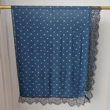 New Lace Modal Hijab Double Sided Polka Dot Print Hijabs for Women Muslim Fashion Turban Head Scarf Headwraps for Women Ramadan