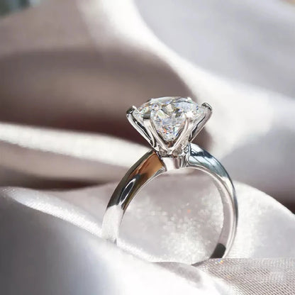 Classic 6 Prongs 5 Carat Round Moissanite Rings 925 Sterling Silver High Clarity D Color Diamond Woman 14K Gold Plated Jewelry
