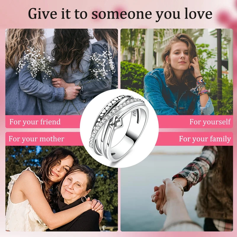 LAZA 925 Sterling Silver Colorful Rings Sparking Zirconium Bowknot Moon Sun Original Ring For Women Anniversary Wedding Gifts