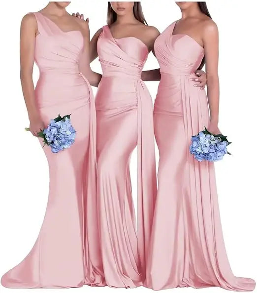 One Shoulder Mermaid Bridesmaid Dresses Corset Back Formal Evening Party Gowns 2026 Prom Graduation Dress Customized
