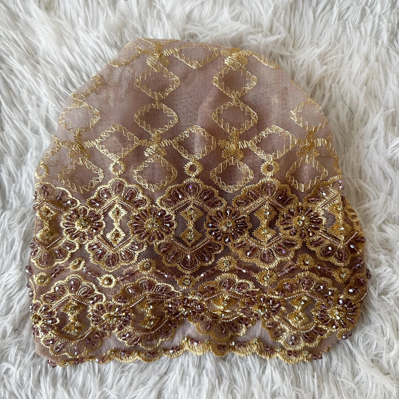 High Quality Lace handcrafted Beaded Turban Hat Female Head Wraps Caps Muslim Women Headscarf Bonnet Ready to Wear Inner Hijabs