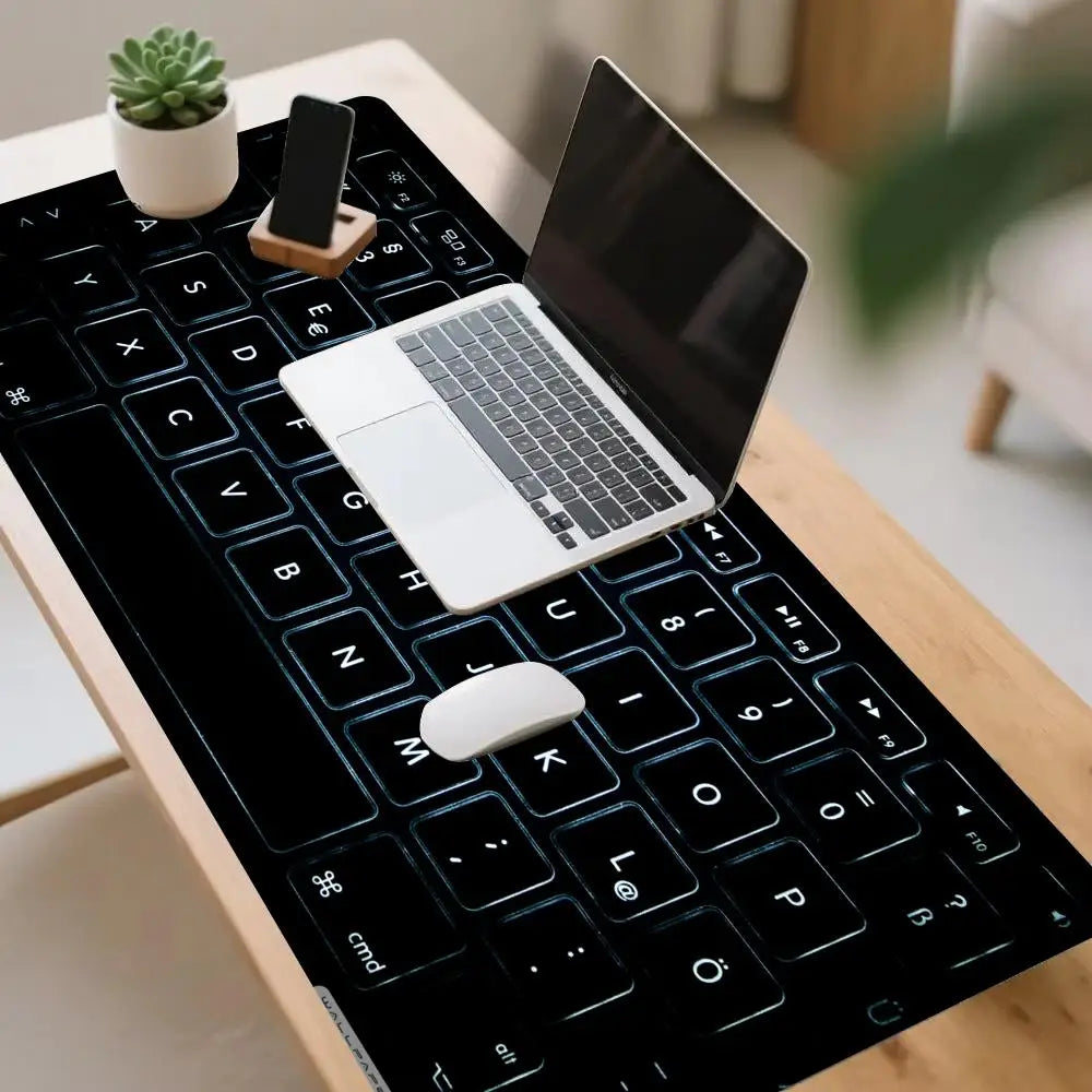 Black Keyboard Extra Big Mouse Pad Anti-Slip Rubber Base Desk Pad Durable Locking Edge Laptop Mouse Mat for Gamer Home Office