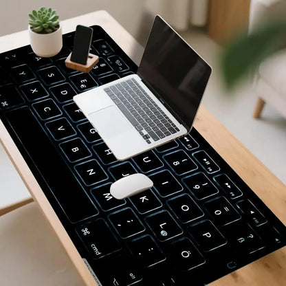 Black Keyboard Extra Big Mouse Pad Anti-Slip Rubber Base Desk Pad Durable Locking Edge Laptop Mouse Mat for Gamer Home Office