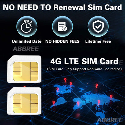 BAOFENG AT1 POC Walkie Talkie Unlimited Data Free For Life Global Phone APP Connection Dual Card Slot ALERVITES Network Radio