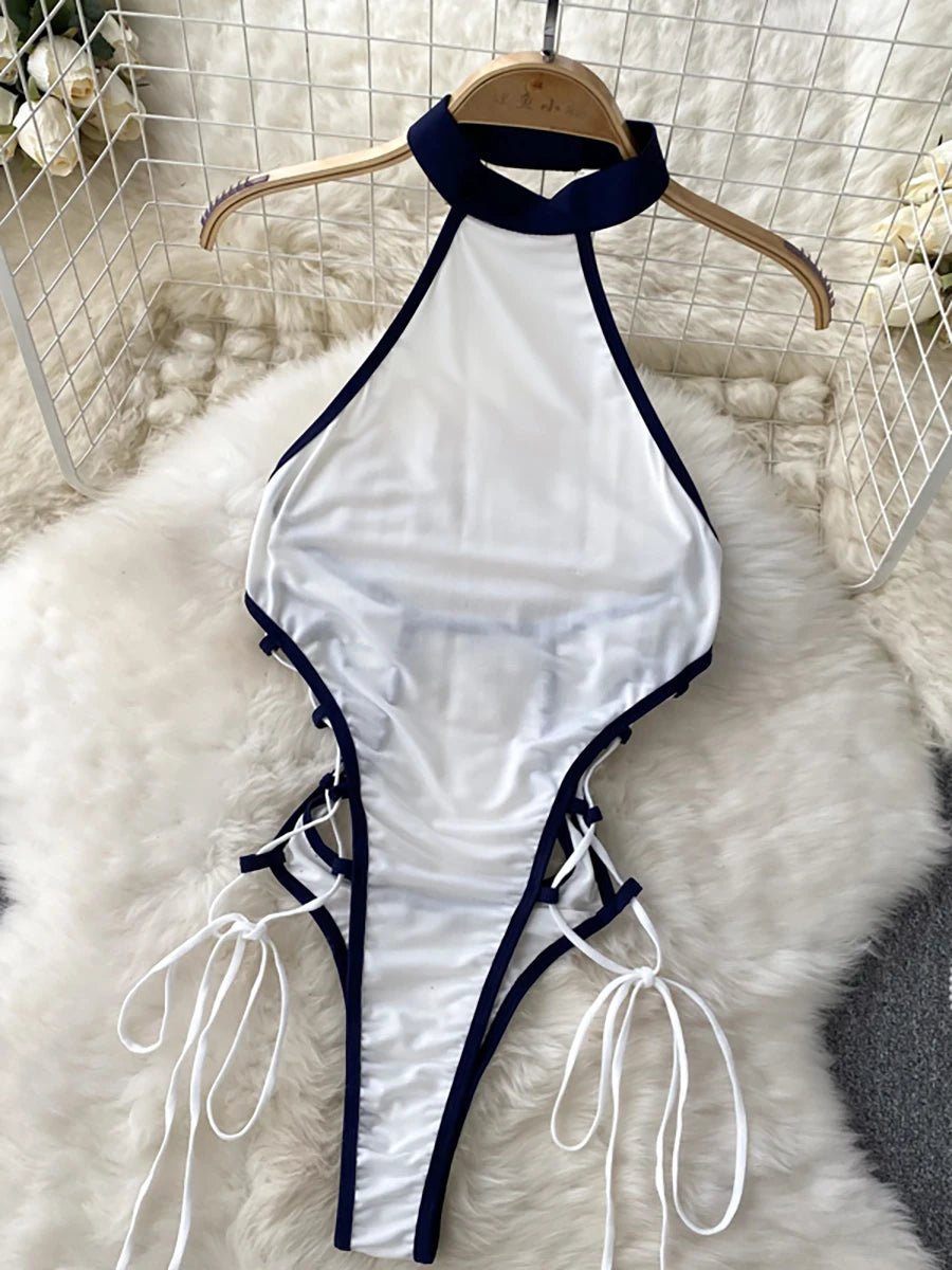 Coquette Lace Lingerie Set Sexy Mesh Bodysuit Valentines Day Sleepwear Gothic Strappy Catsuit Intimate Nightwear Romper