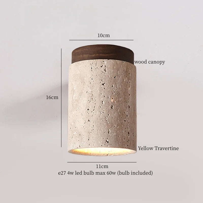 IWHD Japan Wabi Sabi LED Ceiling Lights Bedroom Bathroom Corridor Home Lighting Yellow travertine Ceiling Lamp Lampy Sufitowe