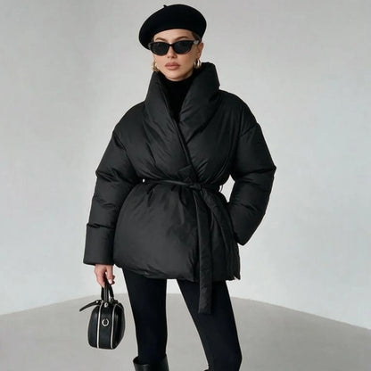 2026 Women Winter Jackets Coat with Belt Fashion Slim Warm Thicken Stand Collar Parkas Coat Female Outwear Top Parkas Jacket
