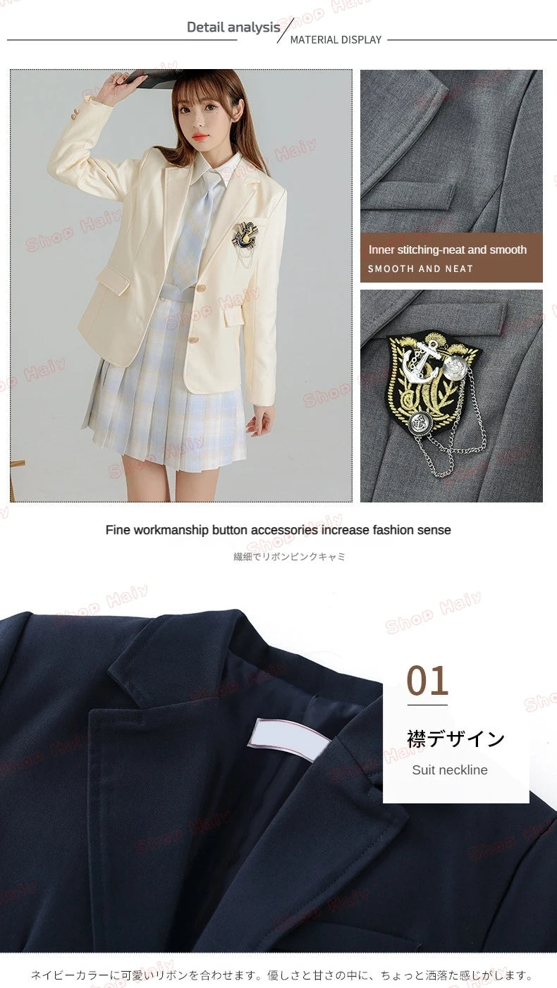 JK Japanese School Uniform Jacket Girls Multicolor Graduation Outfit for Harry Magic Academy with Sexy Pleated Skirt Tie Set New