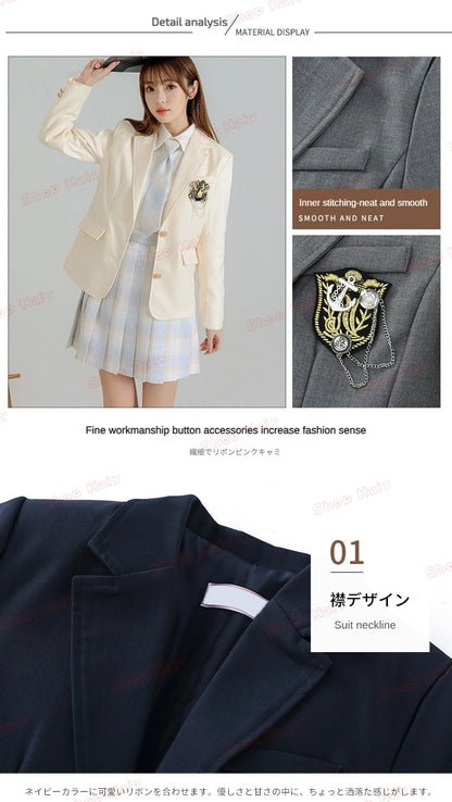 JK Japanese School Uniform Jacket Girls Multicolor Graduation Outfit for Harry Magic Academy with Sexy Pleated Skirt Tie Set New