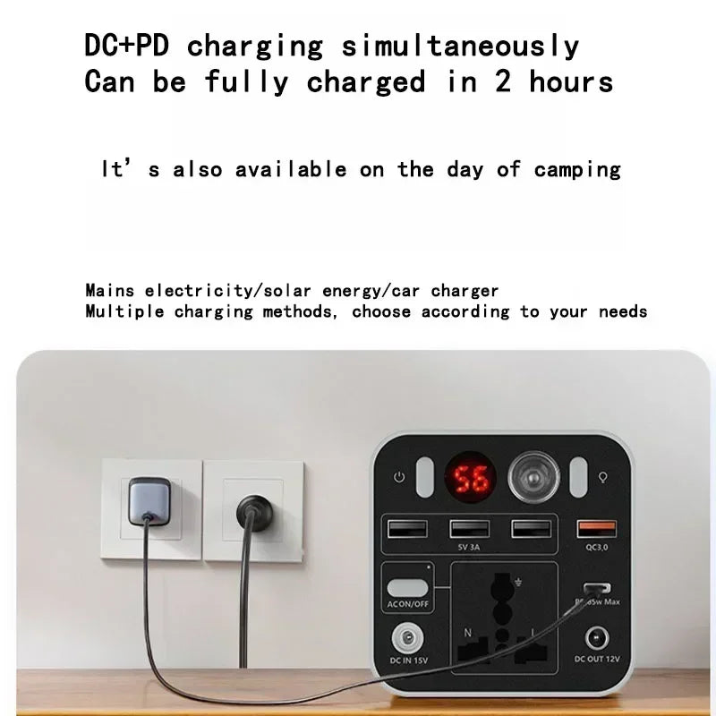 150W Portable Power Station 110/220V Solar Generator Outdoor Emergency Mobile Power Bank 45000mAh For Camping Power LED