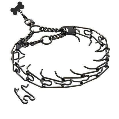 Gold Dog Prong Collar Removable Pet Spike Necklace with Comfort Rubber Tip Adjustable Stainless Steel Dogs Training Link Chain