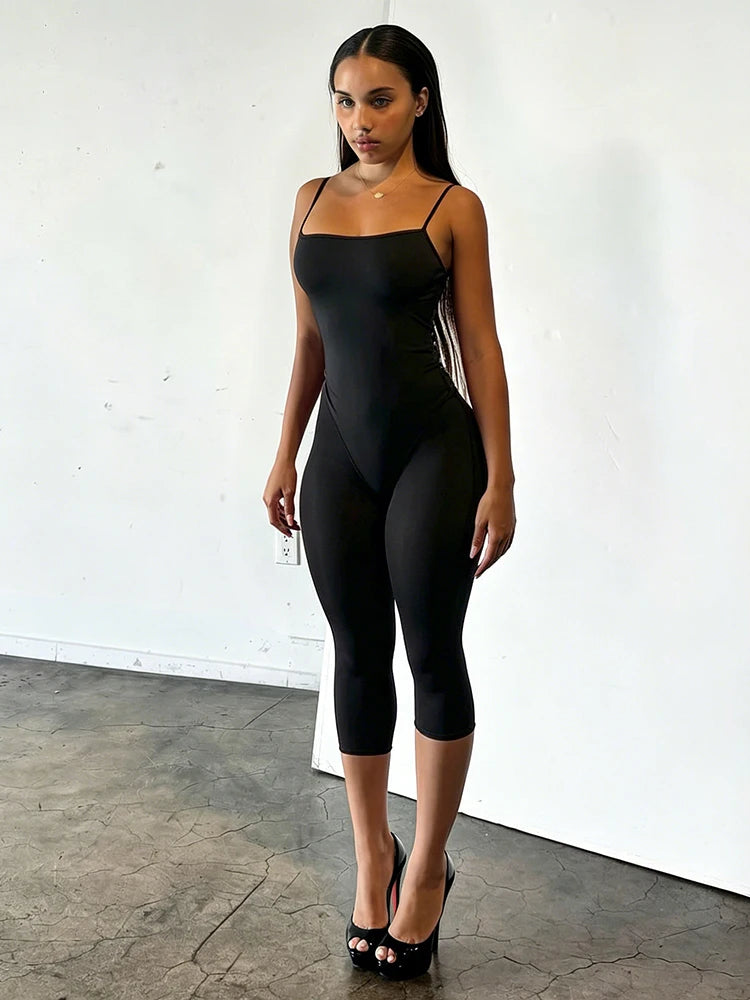 Kliou Sporty Style Sling Playusits Woman Summer Trend Low-Neck Backless Look Slimmer Skinny High Stretch Sexy Fashion Rompers