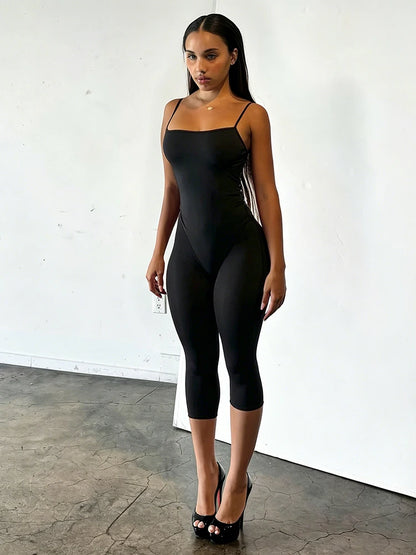 Kliou Sporty Style Sling Playusits Woman Summer Trend Low-Neck Backless Look Slimmer Skinny High Stretch Sexy Fashion Rompers