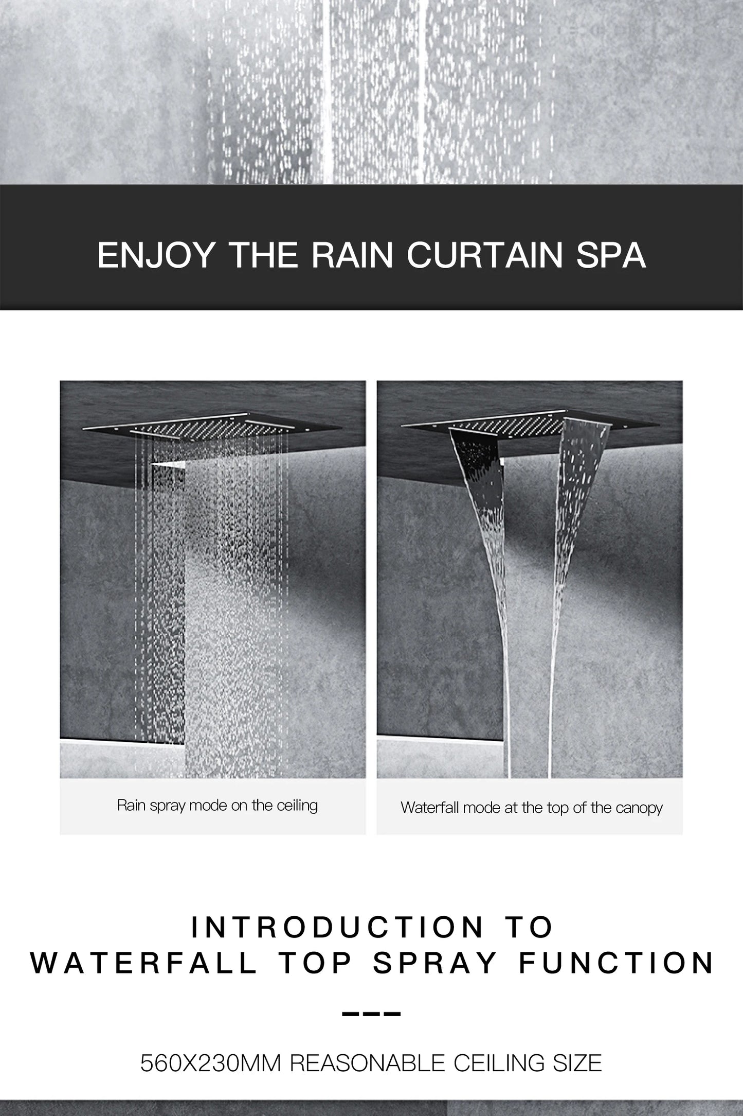 Luxury Black Brass Shower System Wall-Mounted LED Digital Display Design Cold & Hot Dual-Control 4-Function Ceiling Shower Tap