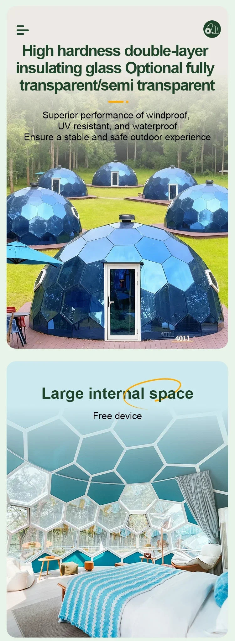 Customized Luxury Glass Dome House Tent Transparent Geodesic Aluminum Frames Four Season Outdoor Hotel Resort Camping
