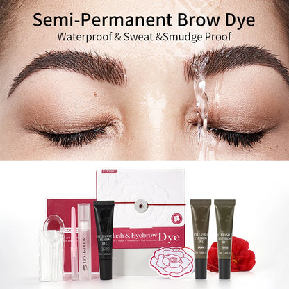 ICONSIGN Natural Vegan Brow Tint Kit 3 in 1 Camellia Extract Gentle Long Lasting No Need Mixing Easy Use Eyelash&Eyebrow Dye Set
