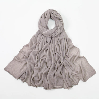 Fashion Crinkle Cotton Royan Hijab Scarf for Muslim Women Islamic Long Soft Shawls Wraps Short Tassel Bufanda Accessories
